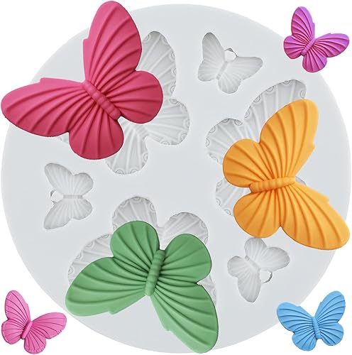 Miniatura 15 de Moldes de silicona de mariposa para fondant de mariposa para decoración de pasteles de caramelo de chocolate, decoración de cupcakes, pasta de goma