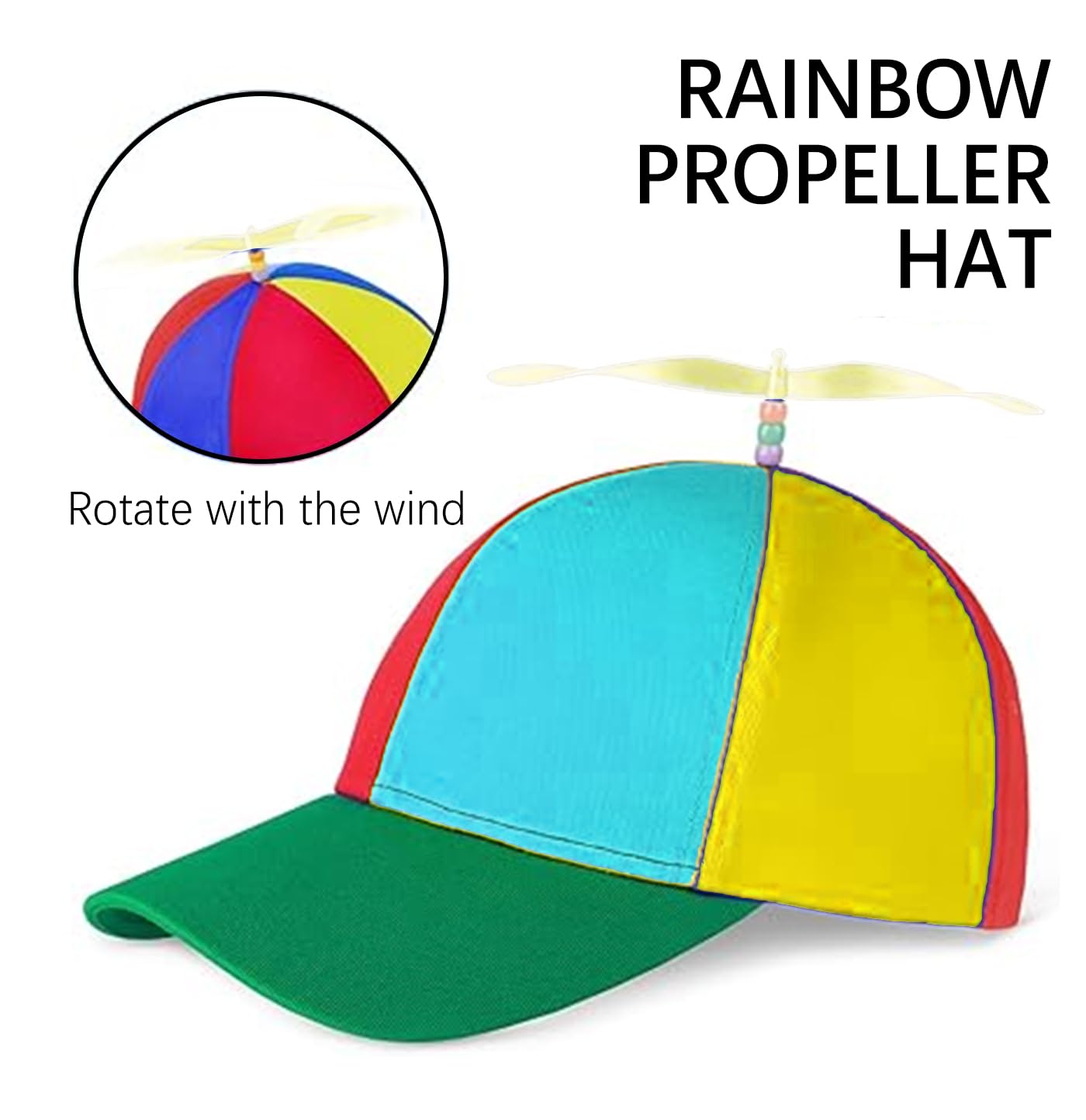 SSKHE Propeller Hat,Adults Funny Helicopter Fisherman Hat,Colorful Patchwork Rainbow Propeller Cap,Summer Sun Protection Sun Hat,colorful helicopter hat for Fancy Dress Party Gifts - Image 3