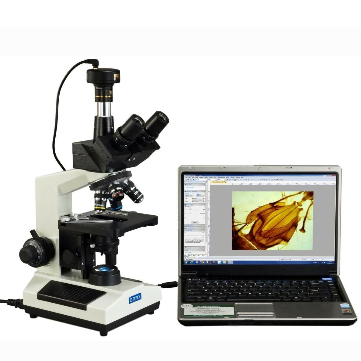 M837ZL-C100U 40X-2500X Full Size Lab Digital Trinocular Compound LED Microscope with 10MP USB Camera and 3D Mechanical Stage