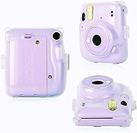 Vista 5 de Funda transparente para cámara instantánea Fujifilm Instax Mini 11, cubierta protectora de PVC duro con correa de hombro extraíble arcoíris y 20