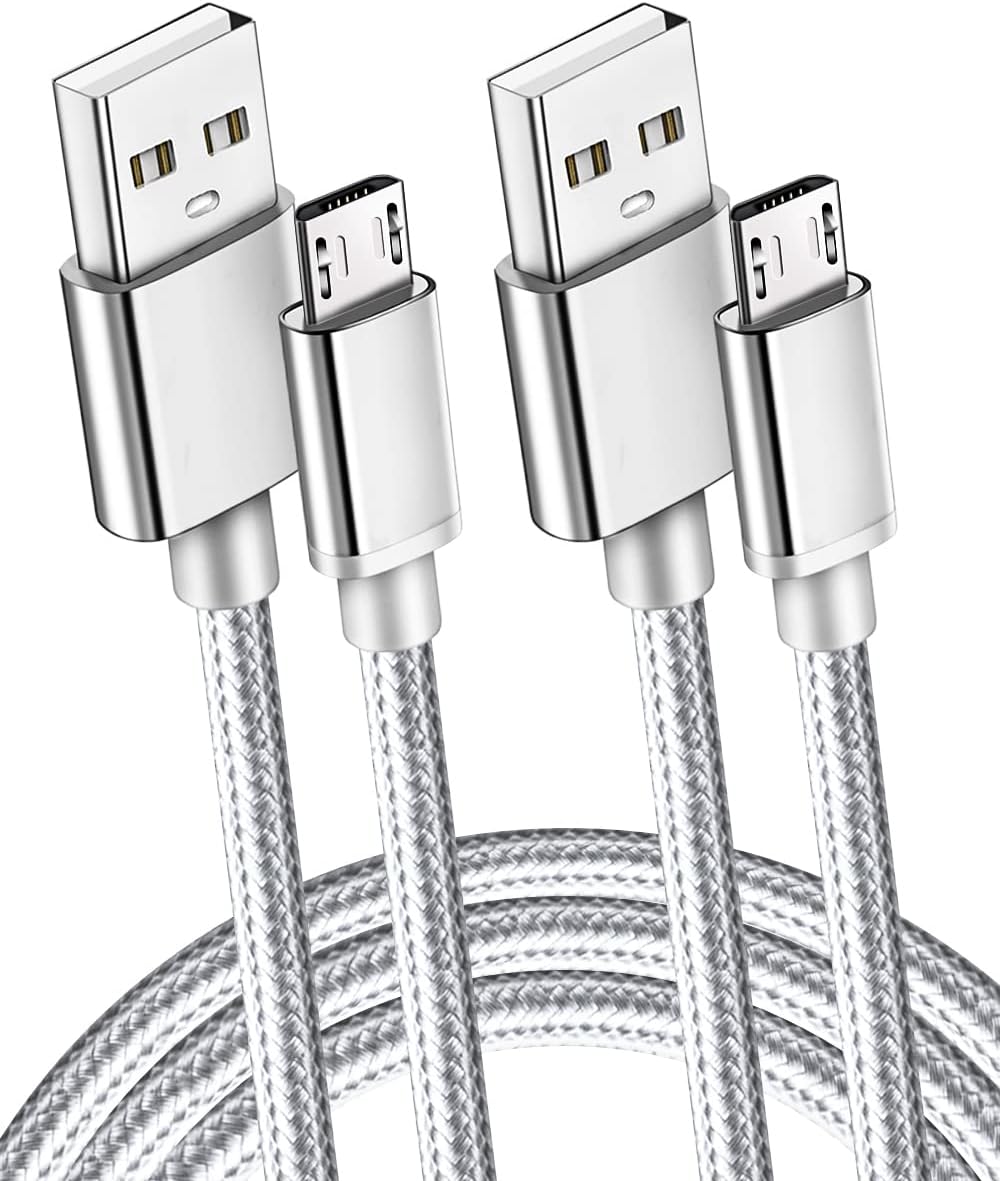 2 Pack 6.5 Ft Extra Long 2.1A Rapid Micro USB Cable for Quick Fast Charging Samsung Galaxy S7 Edge/S6/S5,Note 5/4,LG G4,Motorola Moto E5 G5 Play,PS4 Controller,Android Phone and Tablet, HTC