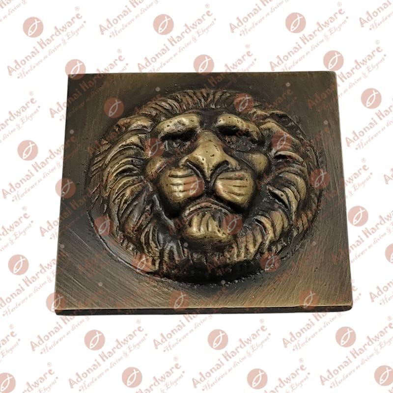 Adonai Hardware 2" "Lion" Brass Wall Tiles- Antique Brass (Supplied as 4 Pieces per Pack)