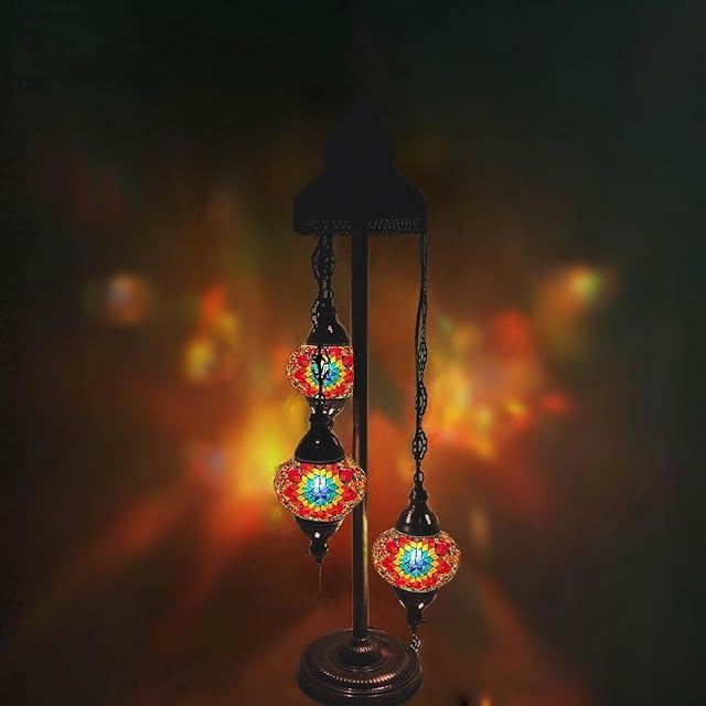 World Home Living Bronze Turkish Moroccan Arabian Eastern Bohemian Tiffany Style Glass Mosaic Beautiful Floor Lamps HandMade Home Decor