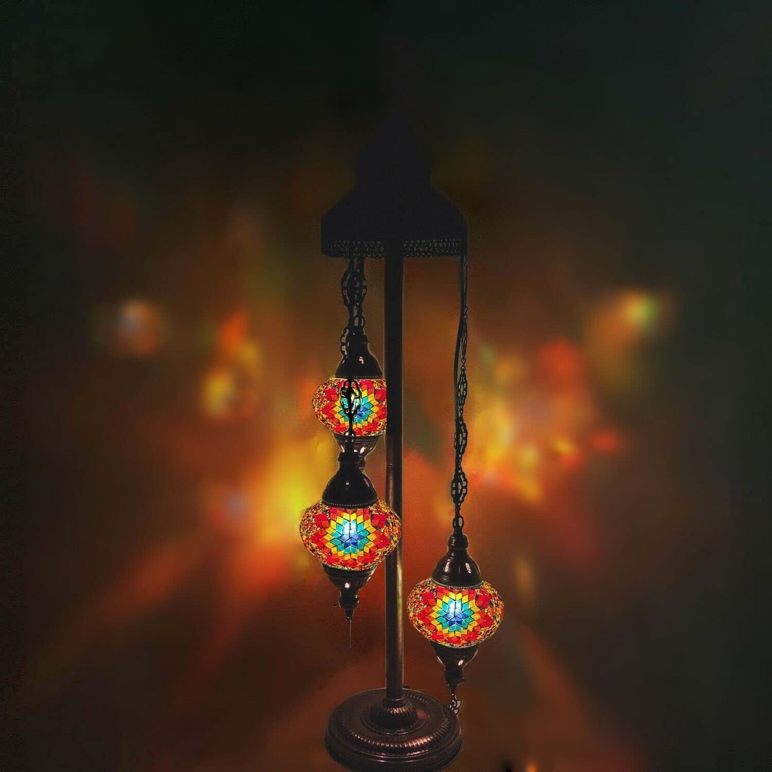 Turkish Moroccan Style Tiffany Glass Mosaic Floor Lamp Night Light - MC7 X 3 Bulb Floor Lamp