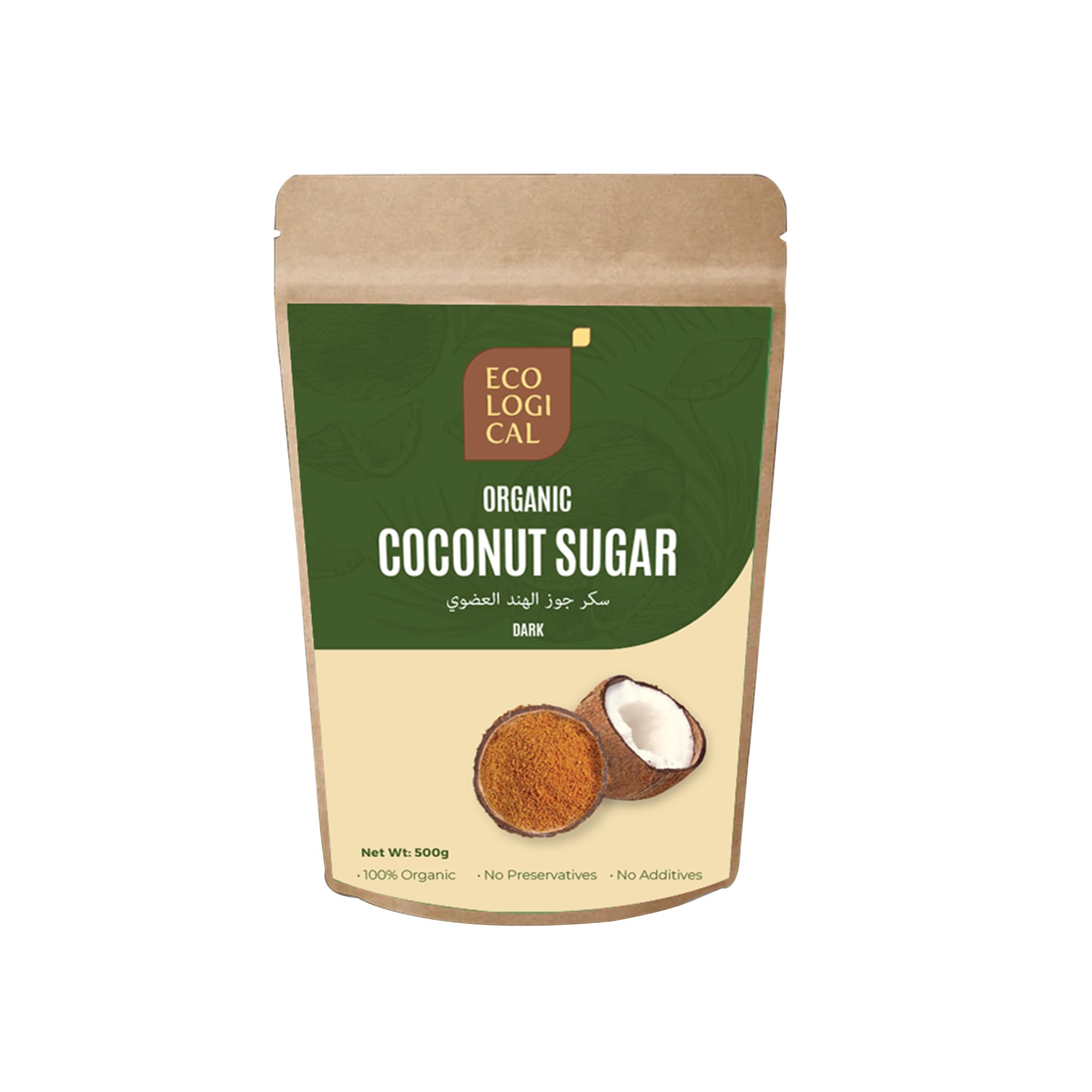 Ecological Organic Coconut Sugar – Dark, 500g | Natural Unrefined Sweetener | No Preservatives or Additives | Low GI | Ideal for Baking, Coffee & Healthy Cooking