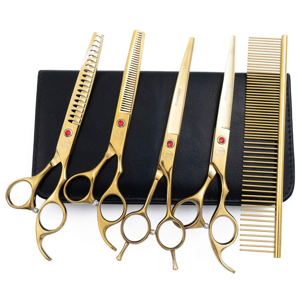 Professional Dog Grooming Scissors Set, 7 Inch/8 Inch Pet Grooming Scissors Chunkers Shears for Dog, Curved Dog Grooming Scissors, Thinning Shears for Dog with Grooming Comb