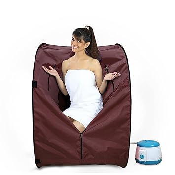 Kawachi Portable Steam Sauna Bath for Health and Beauty Spa at Home Chocolate Brown
