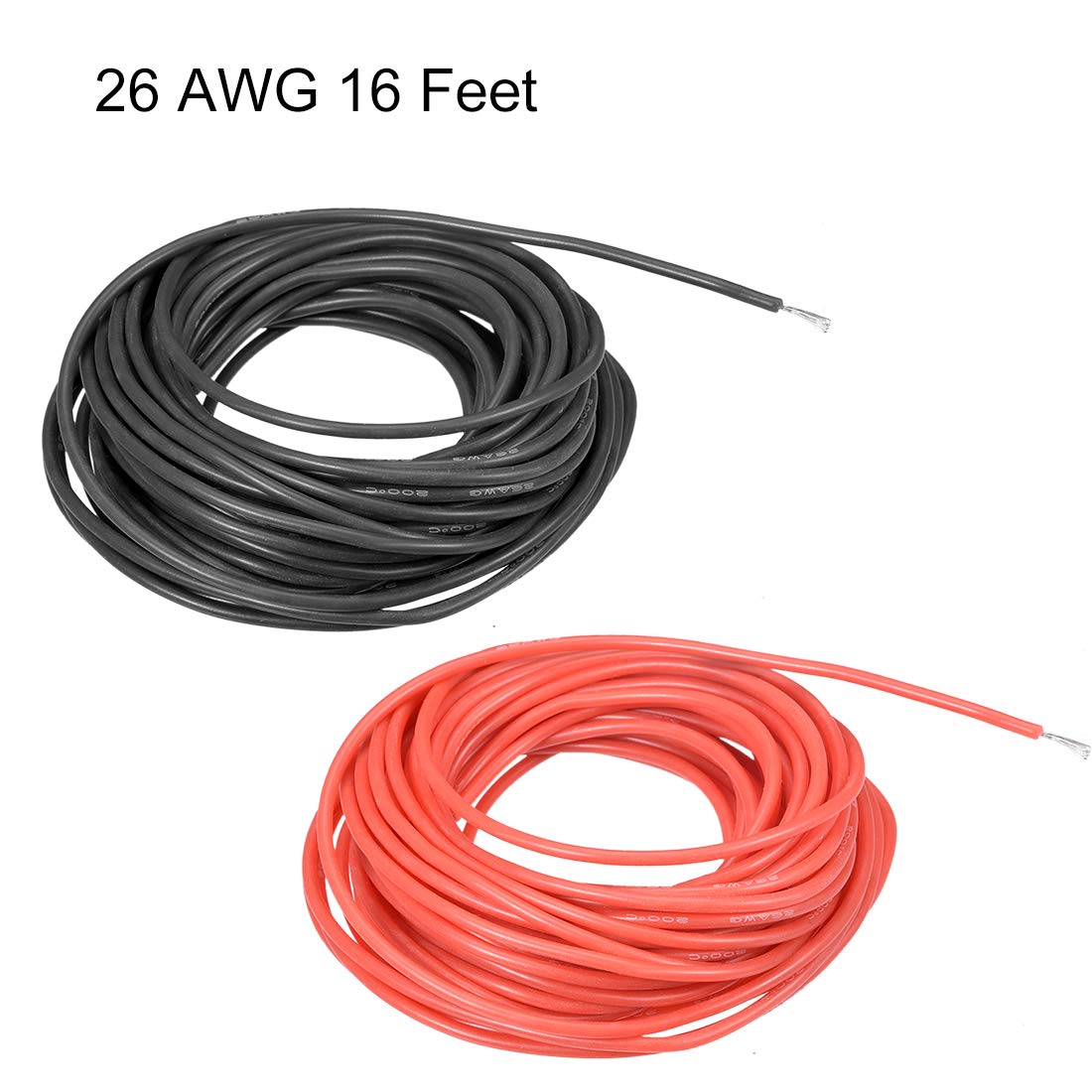 Sourcing Map Silicone Câble 20AWG 20 Jauge Flexible étamé Cuivre Standard Haute Température Accrochage Câble Rouge 30m/98.4ft Pour Voiture Modèle Manipulateur Électrique Appareils, Bricolage