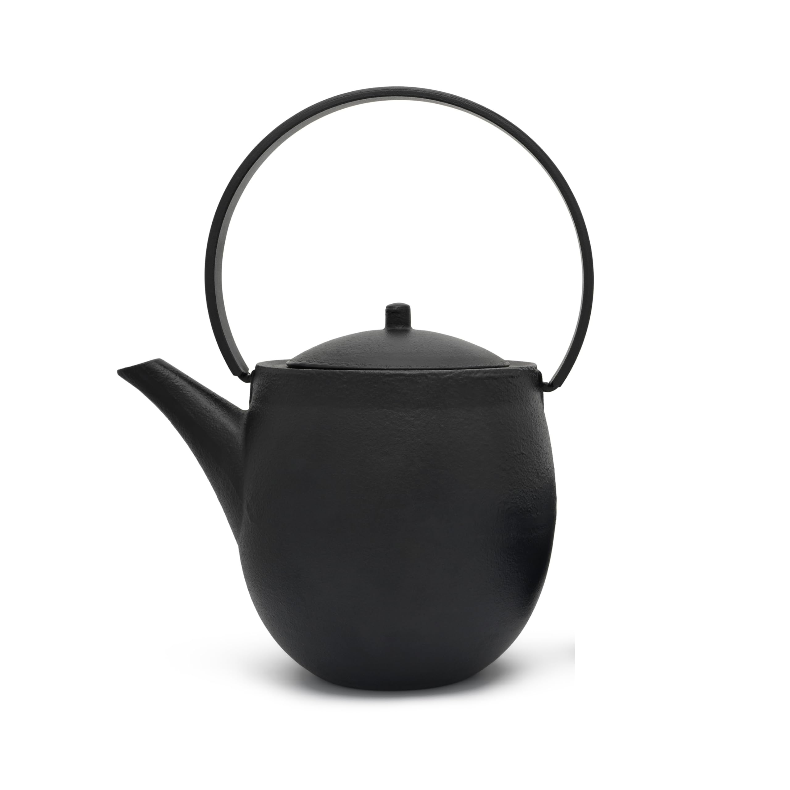 Bredemeijer große schwarze gusseiserne Asia Teekanne Induktion 1.2 Liter - emaillierte Gusseisenkanne mit Edelstahl Teefiltersieb