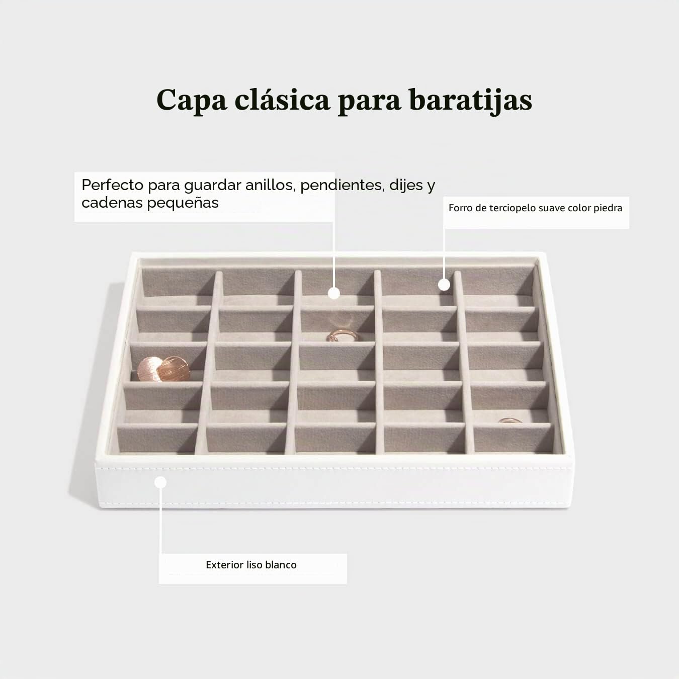 Stackers Joyero clásico mediano de oro blanco y rosa, juego de 4