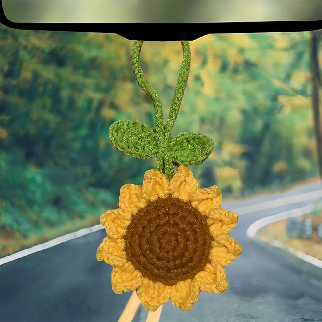ZKGYUS decorazioni auto, Girasole fatto a mano Specchio retrovisore, per auto Accessori Appesi Ornamenti Carino accessori auto donna Decorazioni Interni Auto Automotive Interni Regali Estetici
