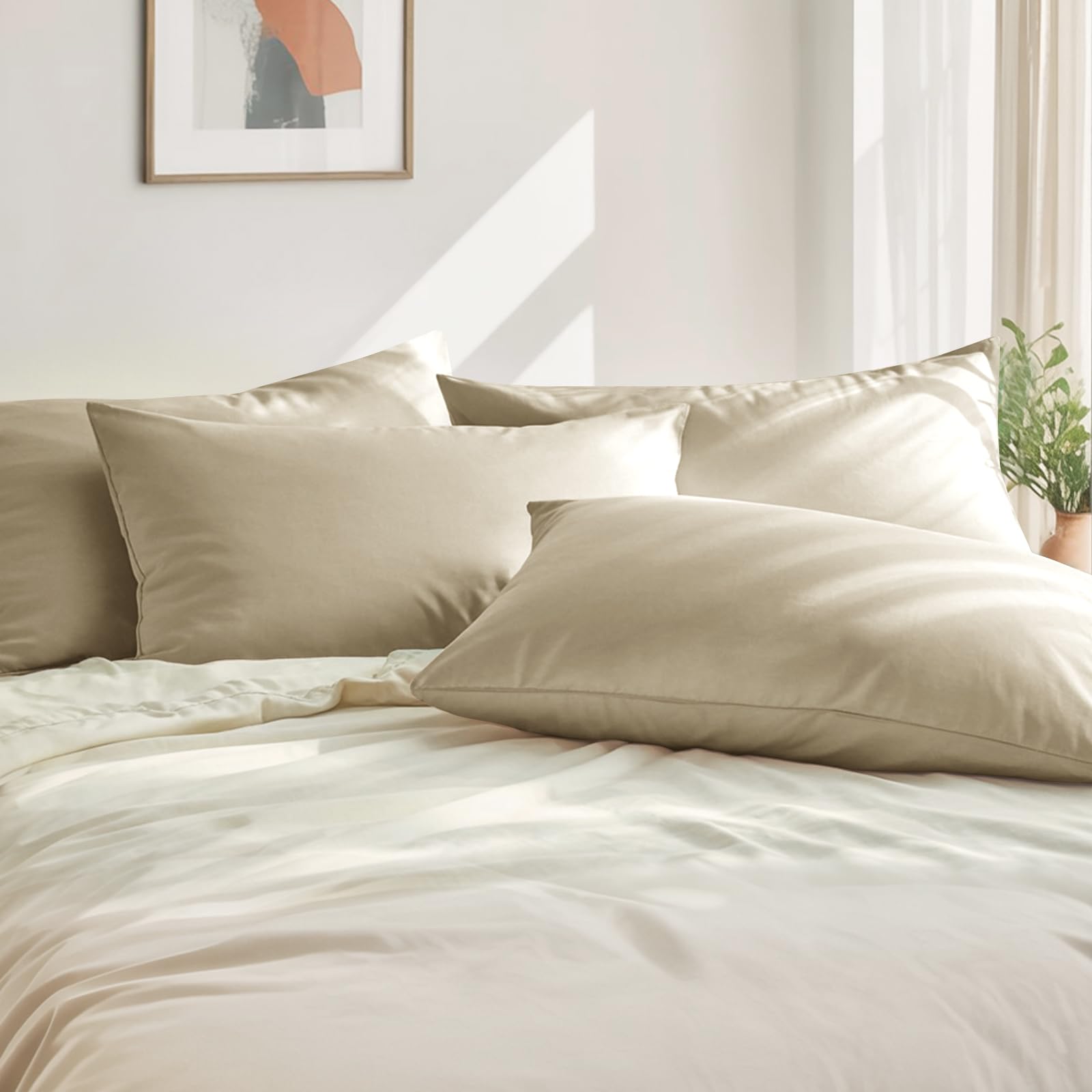 RUIKASI Khaki Pillow Cases 4 Pack - Image 4