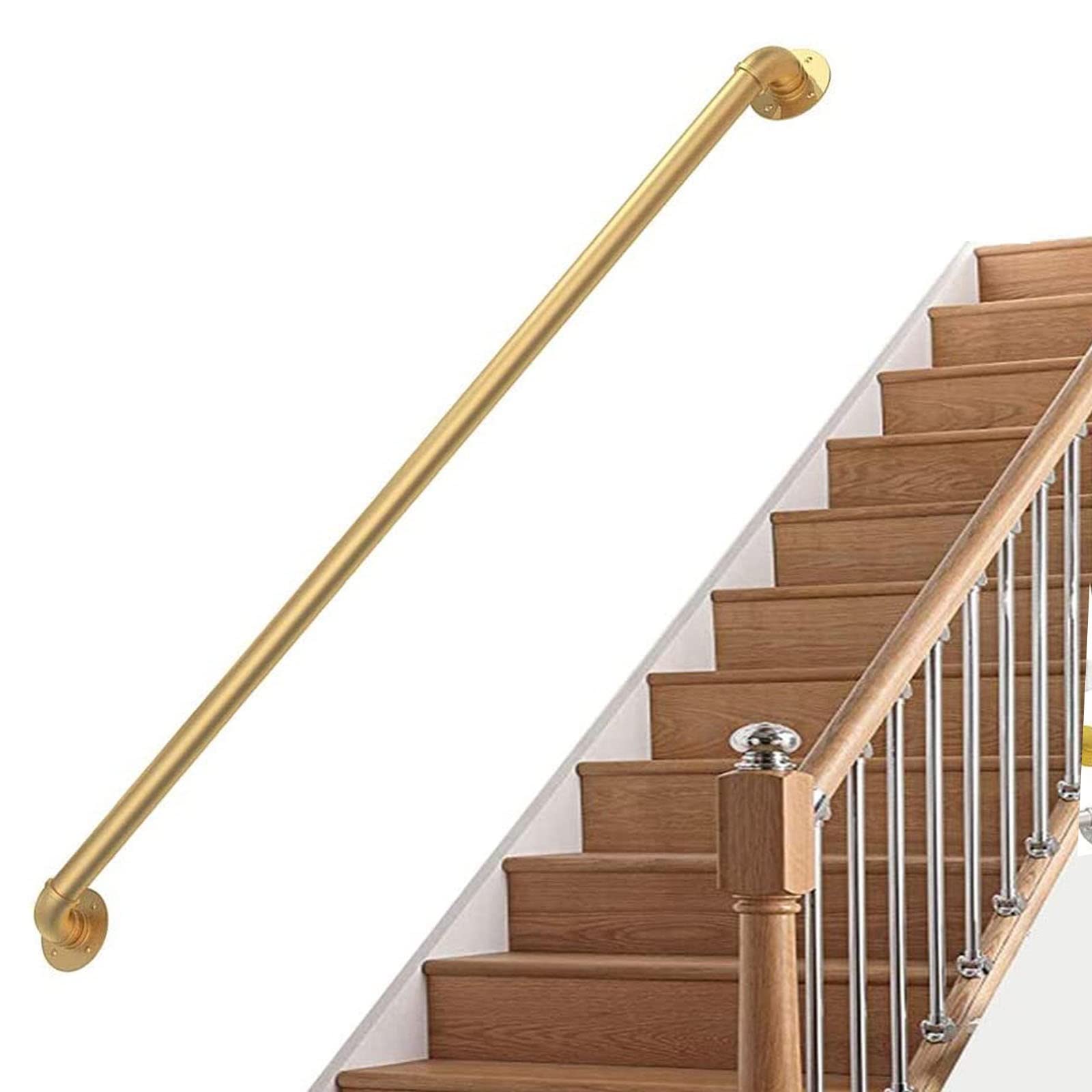 Rampe d'escalier en métal doré avec kit de montage mural complet 100 cm
