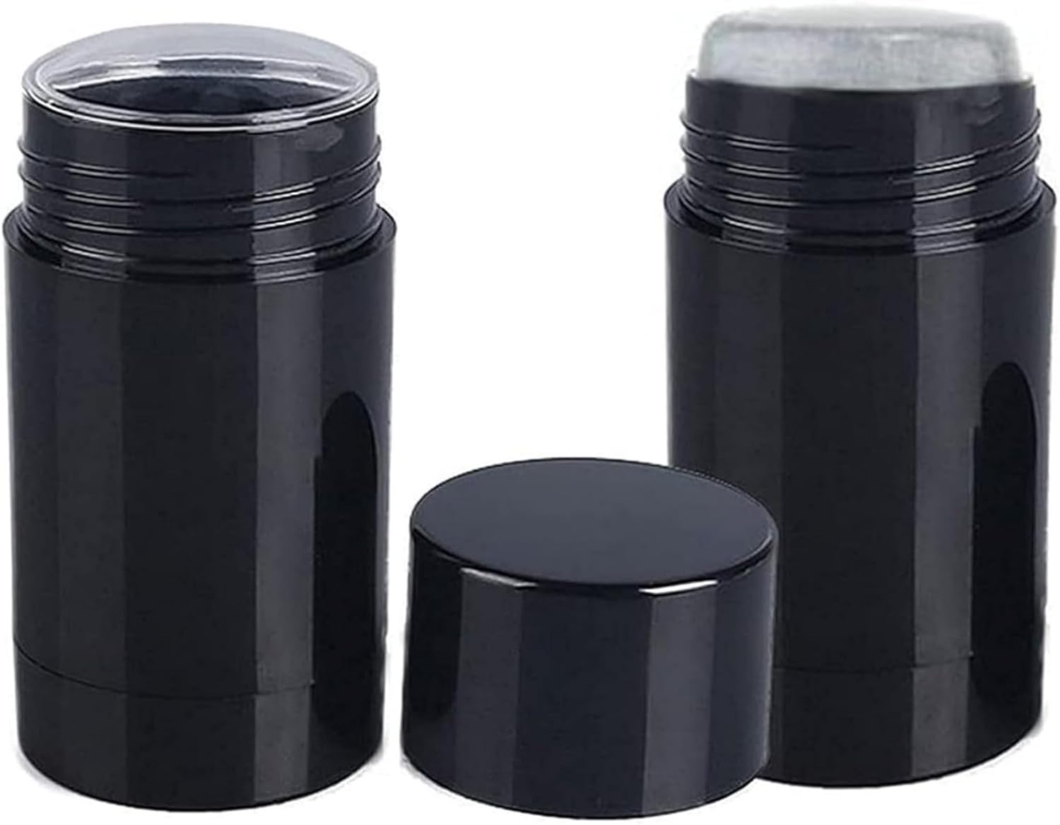 Sxminer 10 Pack 75ml Black Round Empty Deodorant Containers 2.5 Oz Twist Up Filling Stick Refillable Tubes Deodorant Bottles Plastic Lip Balm Tube for Lipstick Crayon Chapstick DIY Make Own Deodorant