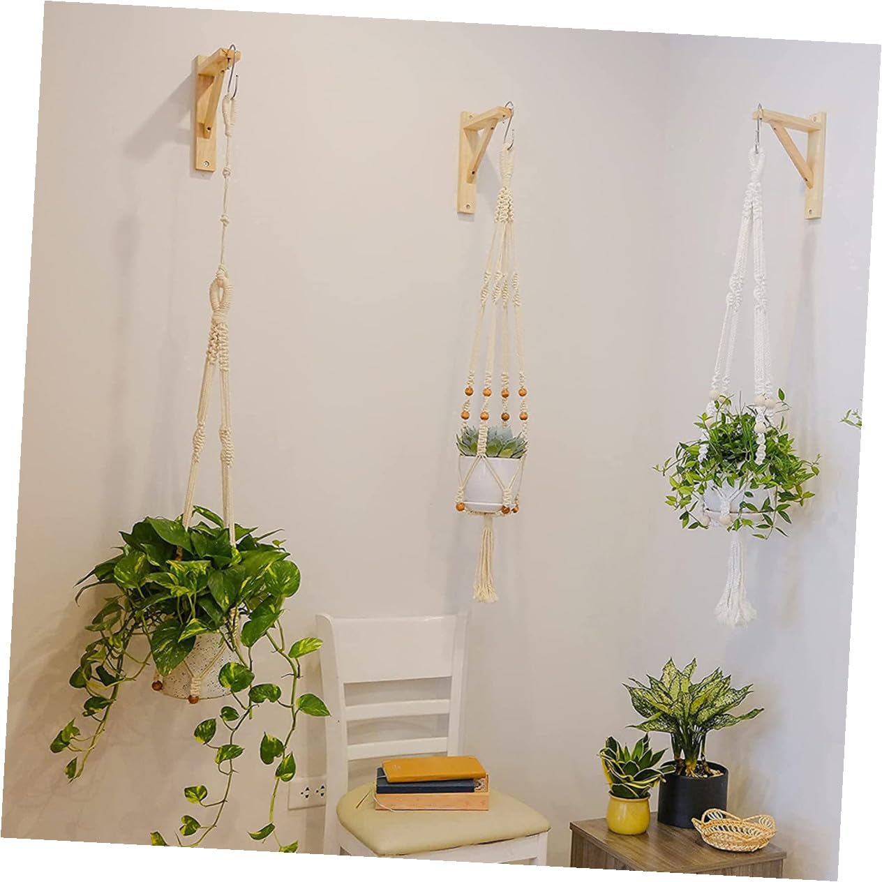 Hemobllo 3 Ensembles Holders De Pots Suspendus Macramé Corde Ajustable Pour Plantes Grimpantes Décoration Intérieure Extérieure Ropes De Suspension Robustes Élégantes 8 Pièces * 3