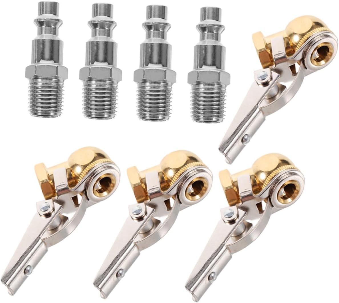 2 Set Clip-on Tire Inflator Chuck 1/4 Npt Adapter