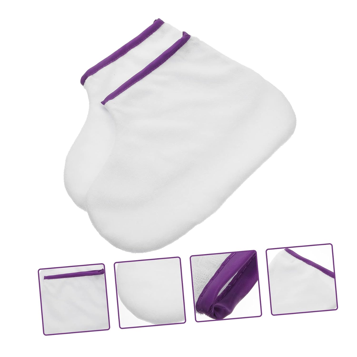 1pair Comfortable Foot Therapy Covers for Paraffin Wax Treatment Moisturizing Wax Socks for Spa- Foot Care Soft Material Easy to Purple Trim
