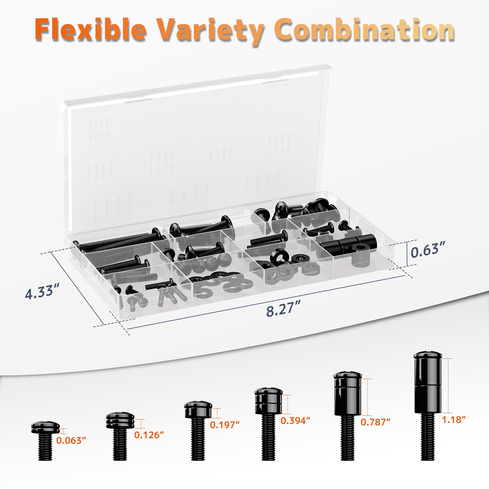 Universal TV Mounting Screw Kit fits Most up to 80'' Screens – M4 M5 M6 M8 Bolts with Washers & Spacers – Fits VESA Standard Wall Mount Brackets, Black — view 5