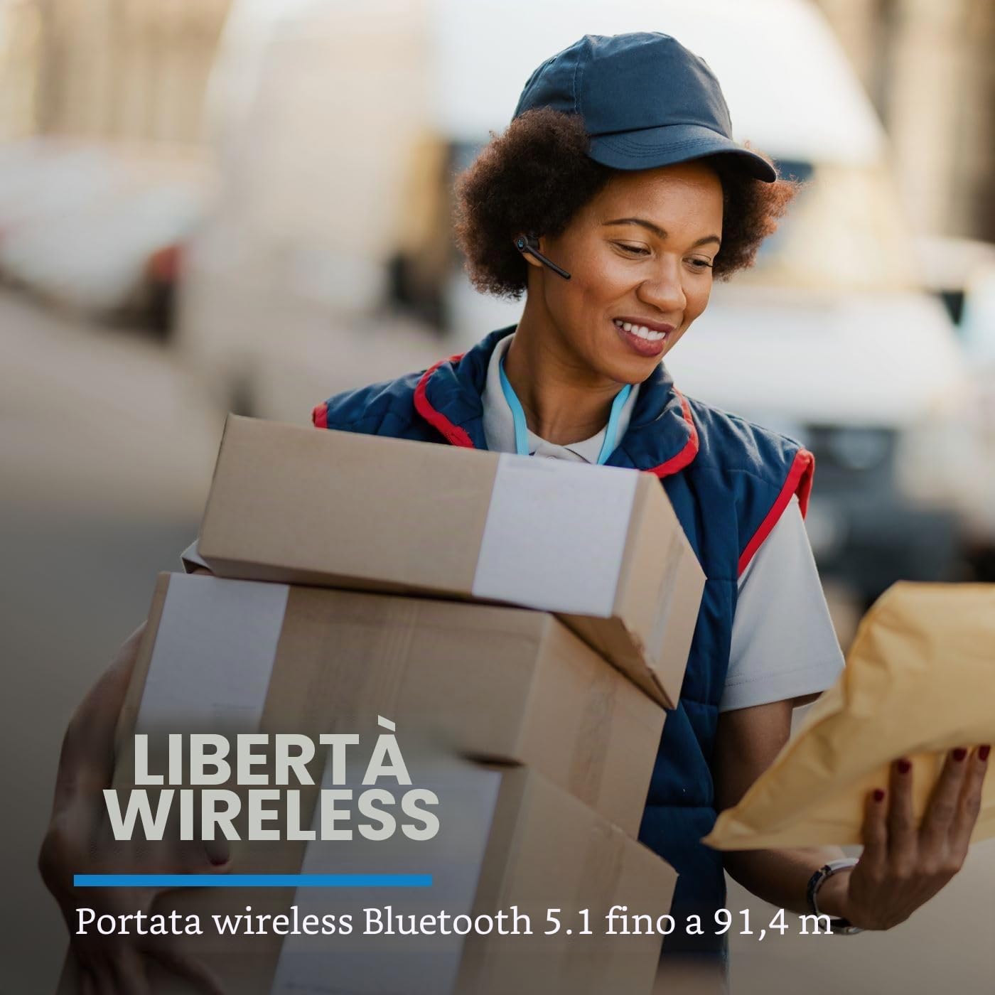 BlueParrott M300-XT SE Mono - Cuffie wireless Bluetooth con qualità delle chiamate migliorata per telefoni cellulari, cancellazione del rumore dell'80% con tecnologia a 2 microfoni, ideali per