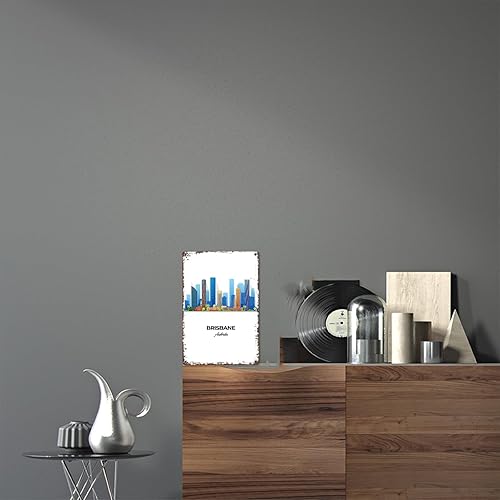 Miniatura 6 de Brisbane Skyline Illustration Vintage City Landscape Metal Tin Sign, Retro Travel Tin Signs Posters For Man Cave Bar Garage Car Room Streets Wall