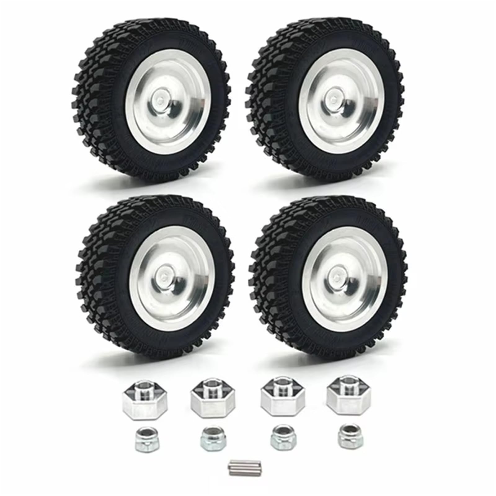Accesorios coches RC per MN168 4 Pezzi 82mm Cerchione Metallo Set di Pneumatici Gomma 1/12 RC Accessori per Parti Aggiornamento per Auto