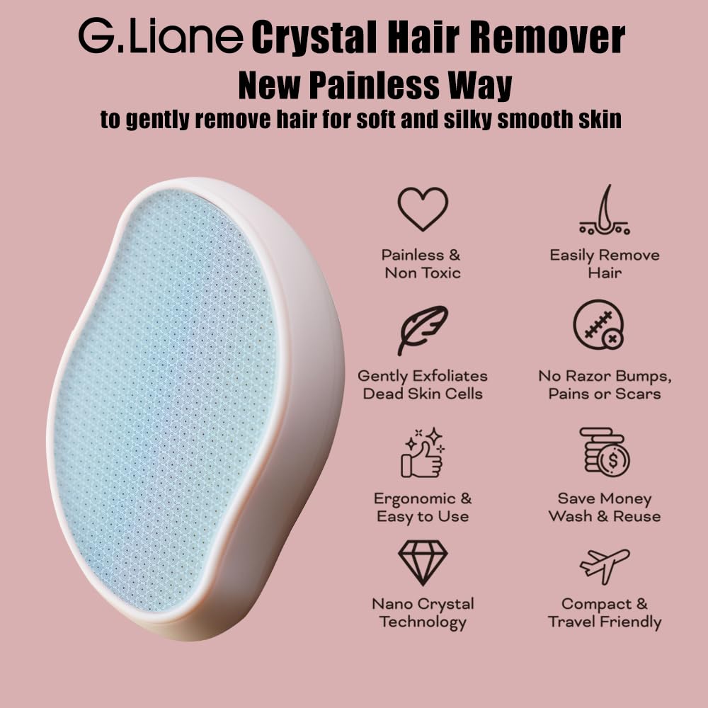 G.Liane Waterproof Light Pink Crystal Hair Eraser, Painless Hair Removal for Women Reusable Epilator for Legs Body, Face - Image 2
