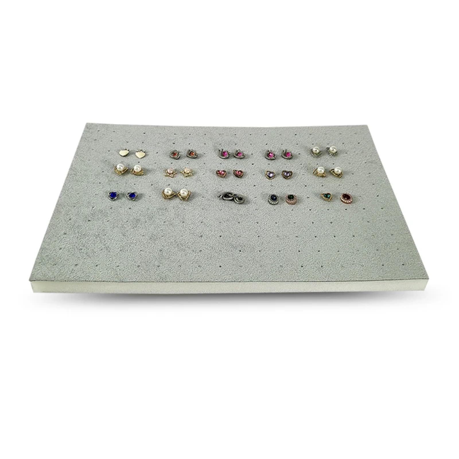 LSNNMU 5pcs 216 Holes Earrings Display Pad Studs Storage Jewelry Tray Inner Box Insert DIY Sponge Mat 33.5 * 22.5 * 1cm For Jewelry(Grey Velvet)
