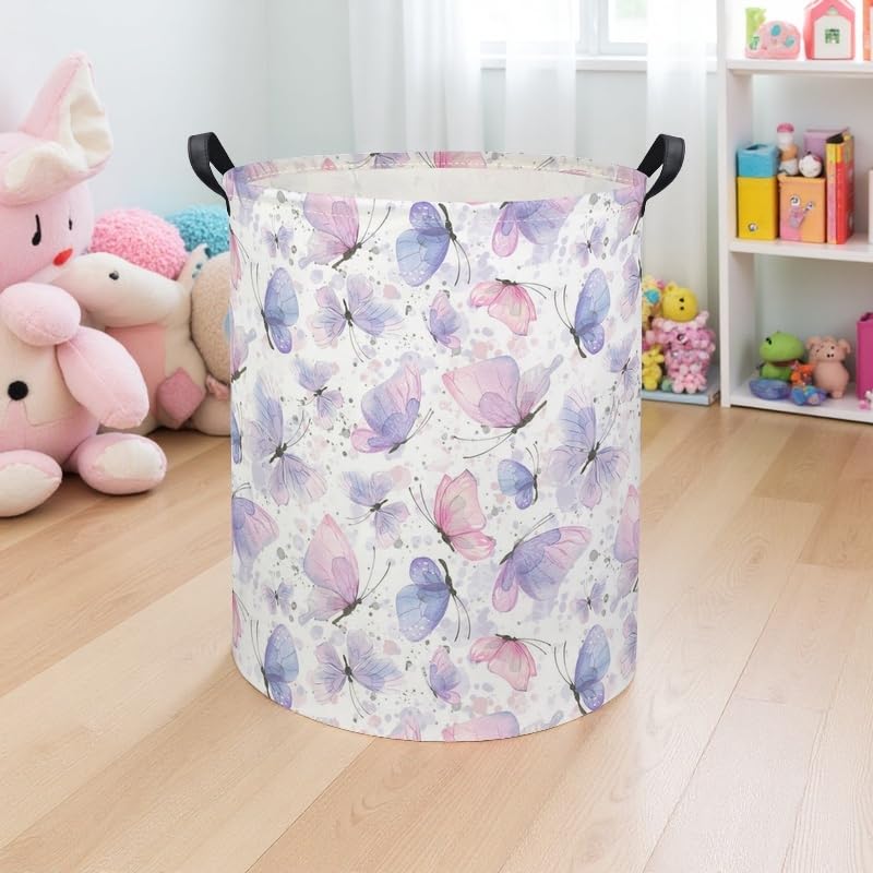 Image of Butterfly Baby Laundry Basket Kids Hamper Animal Toy Storage Bin for Boys Room Decor Baby Nursery Hamper Gift Baskets for Bedroom Bathroom(Fancy Butterfly)