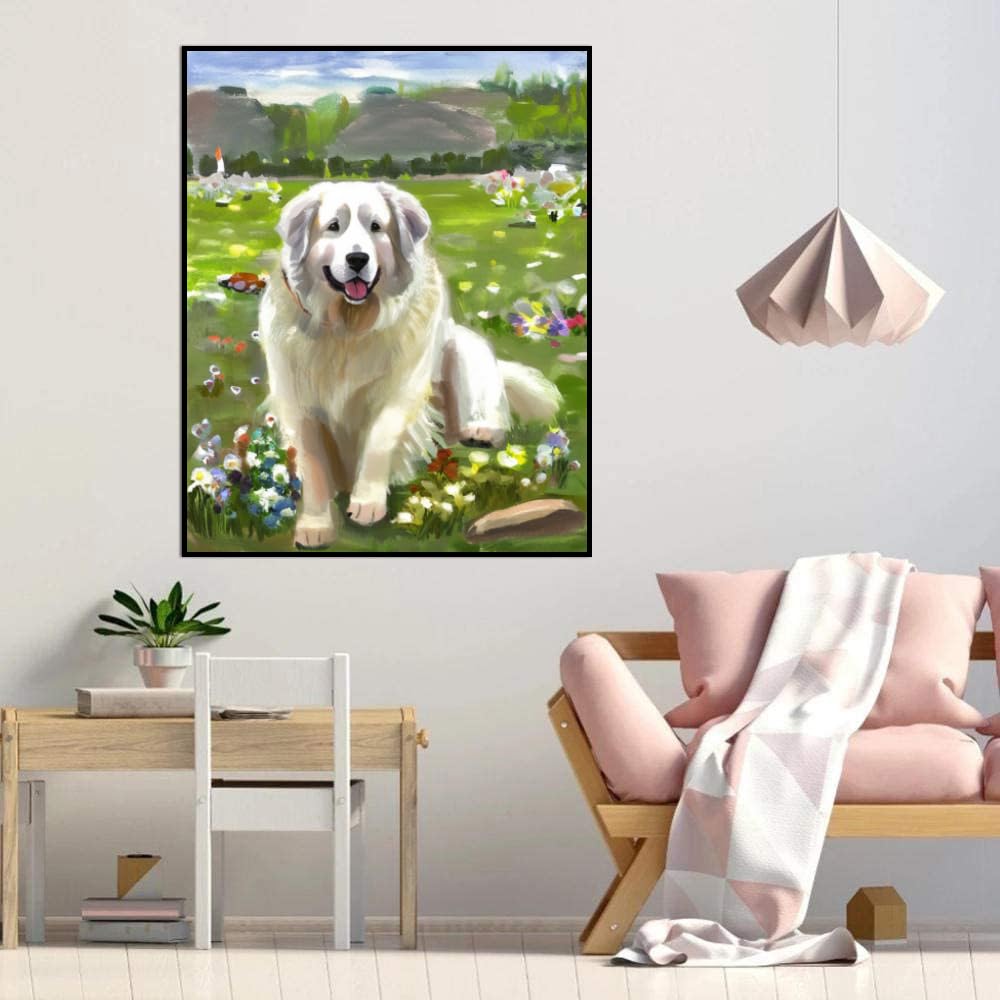 DIY Oil Painting by Number Great Pyrenees Dog Painting by Numbers for Beginners,Acrylic Paint Crafts for Home Decor 20x24inch(50x60cm) Frameless