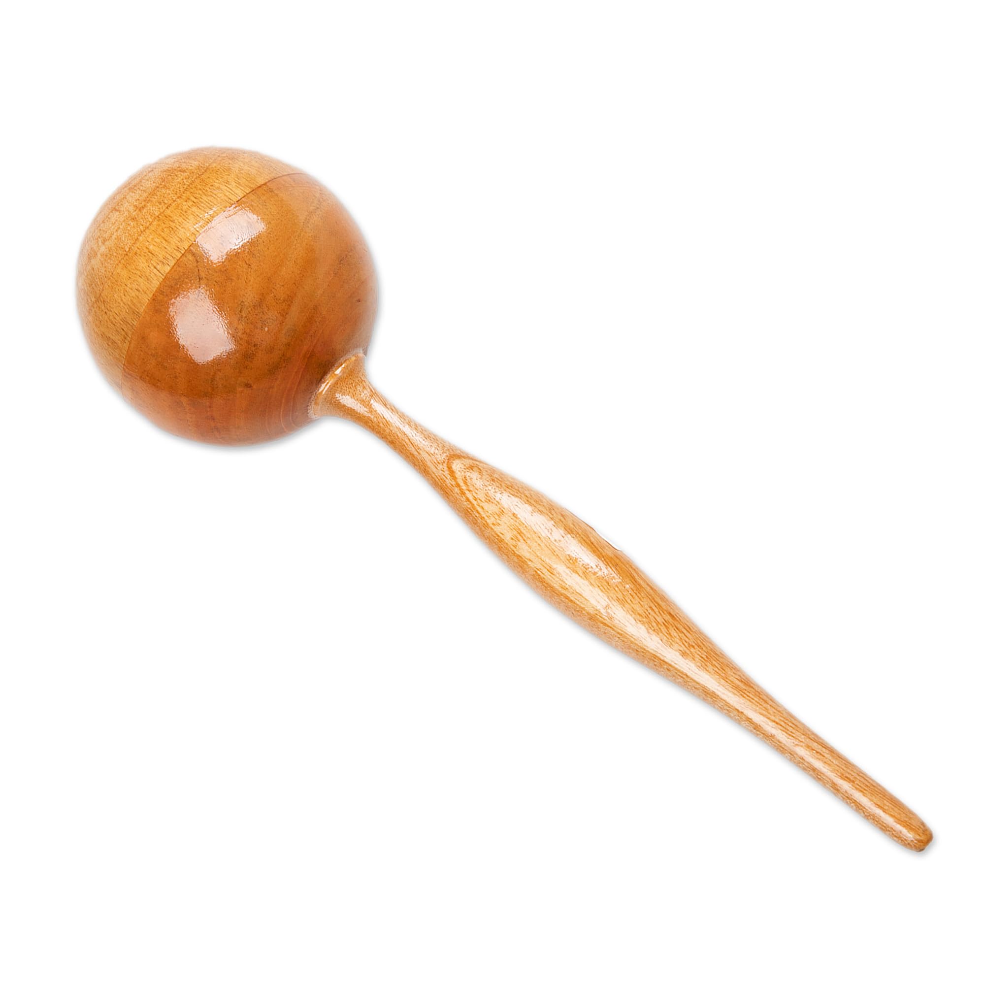 NOVICA Artisan Handmade Wooden Maraca Handheld Percussion Shaker Musical Instrument Beige Indonesia Dance 'Sunny Tune'