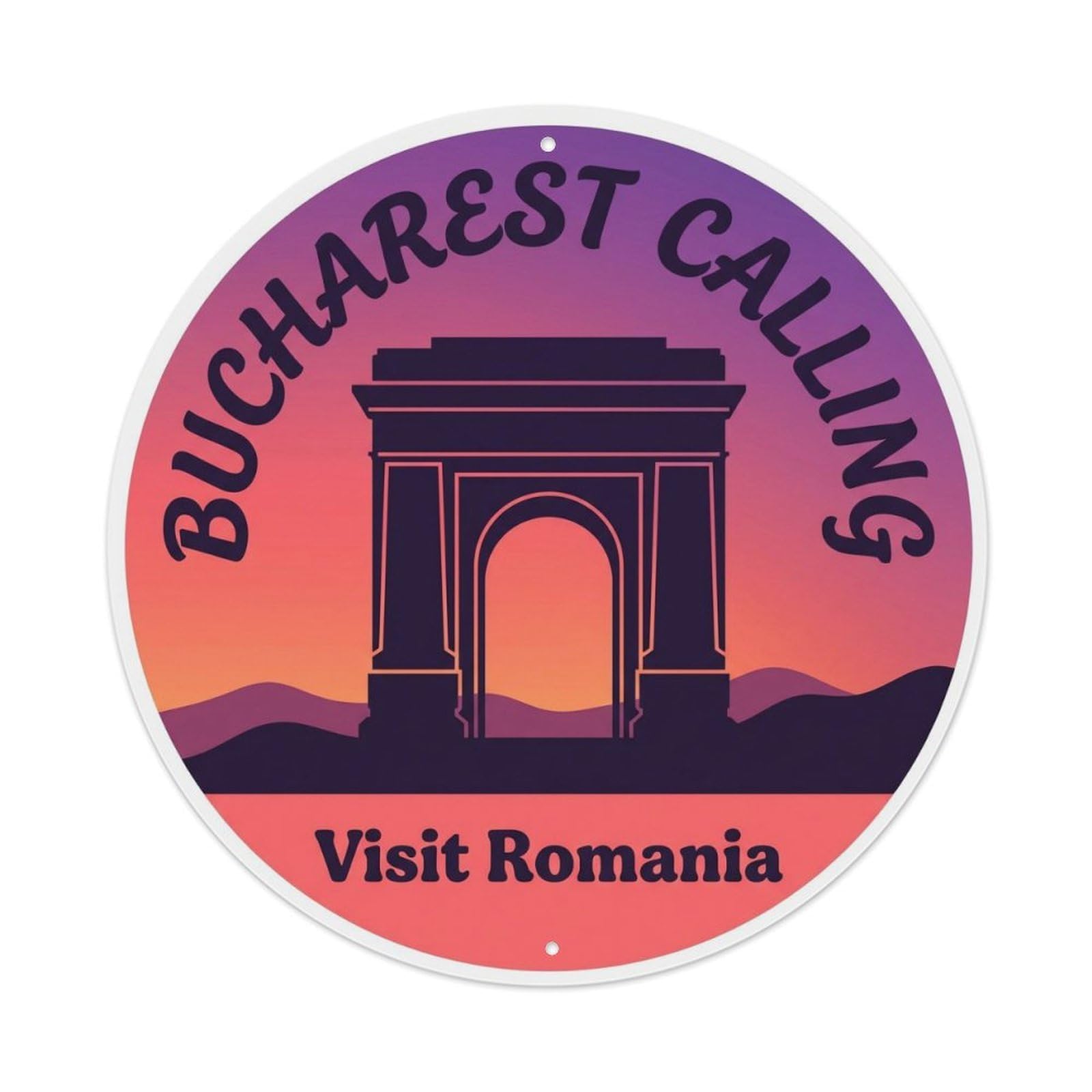 Fqcyn Style Vintage Travel Bucharest Triumph Arch 1 Metal Tin Sign