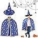 Costume di Halloween per bambini,Halloween Cappello Per Bambini Witch,mantello Wizard con cappello,Mago Mantello per Bambini,per Bambini Puntelli di Halloween Set Boy Girl Byddler Dress Up (blu)