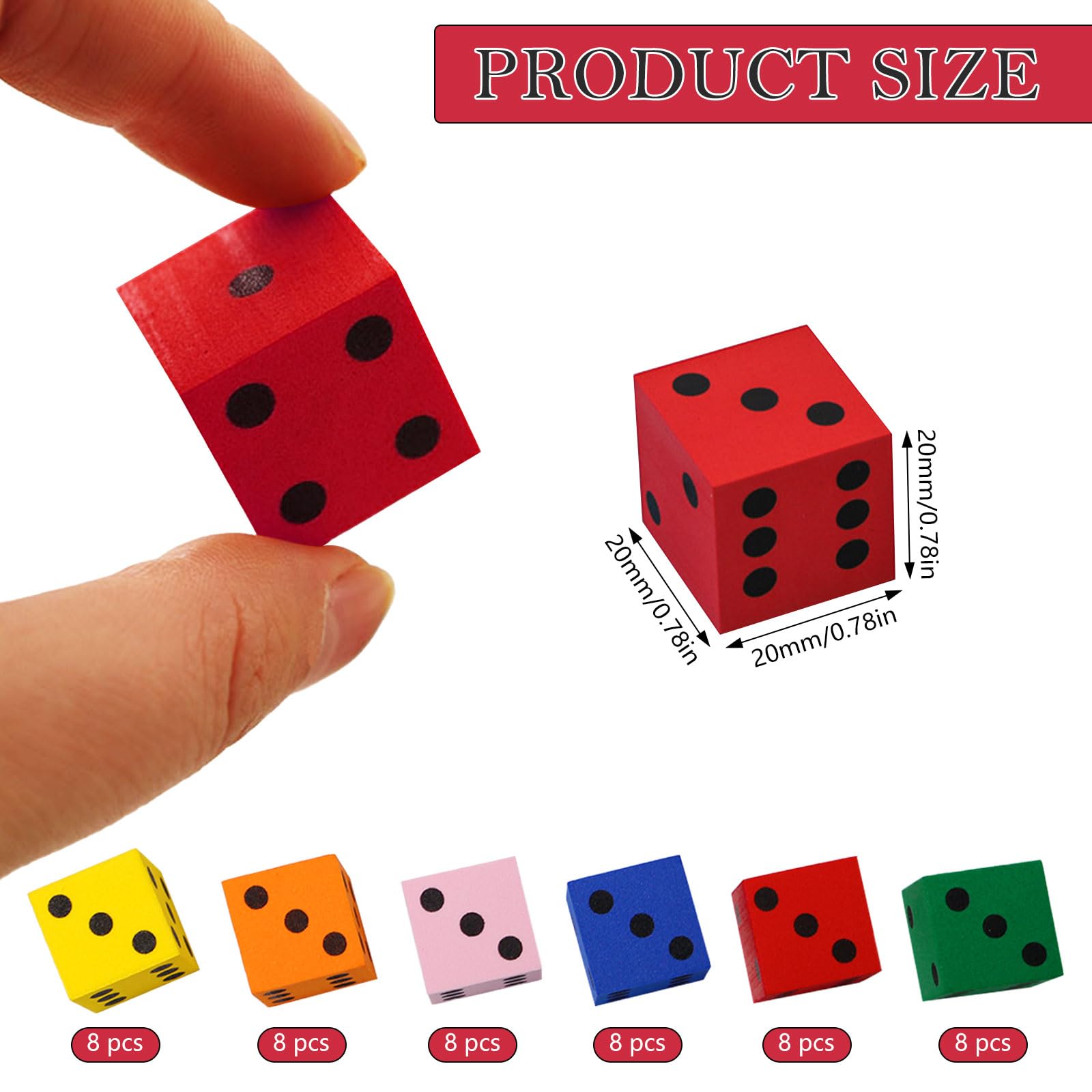 48 Pezzi Dadi in Gommapiuma 2 cm Dadi Di Schiuma Dado Gioco Cubo Di Schiuma Didattici Dado per Asilo Nido, Scuola Materna, Classe, Giochi Di Matematica, Multicolore