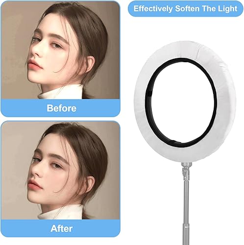 Miniatura 4 de Cosmos Difusor de anillo de ligter de 2 piezas, cubierta suave, paño difusor de luz blanca para estudio de fotografía, video, se adapta a anillos de