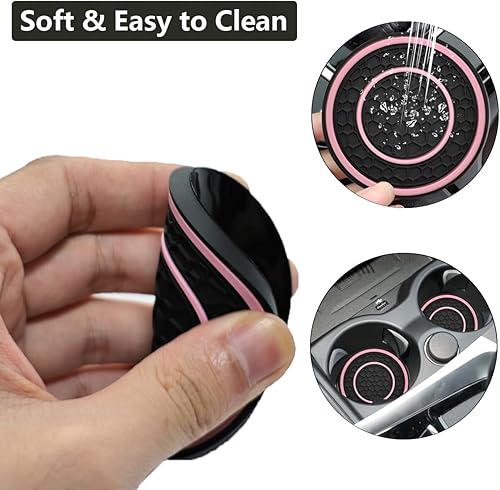 Miniatura 5 de Portavasos universal para automóvil, impermeable, antideslizante, a prueba de tambores, accesorios para el interior del automóvil, 2 unidades, negro