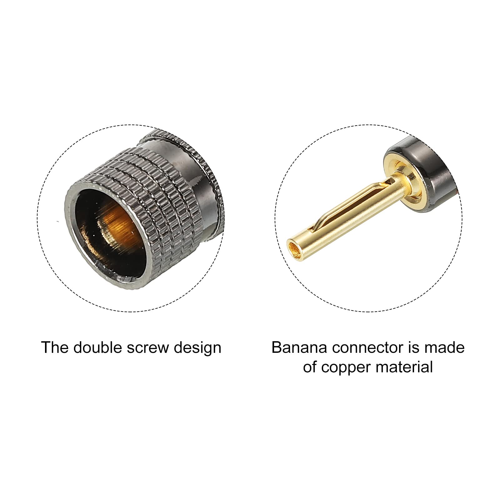 PATIKIL Banana Plugs Speaker Banana Plugs Pin Plug Closed Screw Type 3.5mm Gold-Plated Copper Red White for Speaker Wires Sound Systems - Image 3