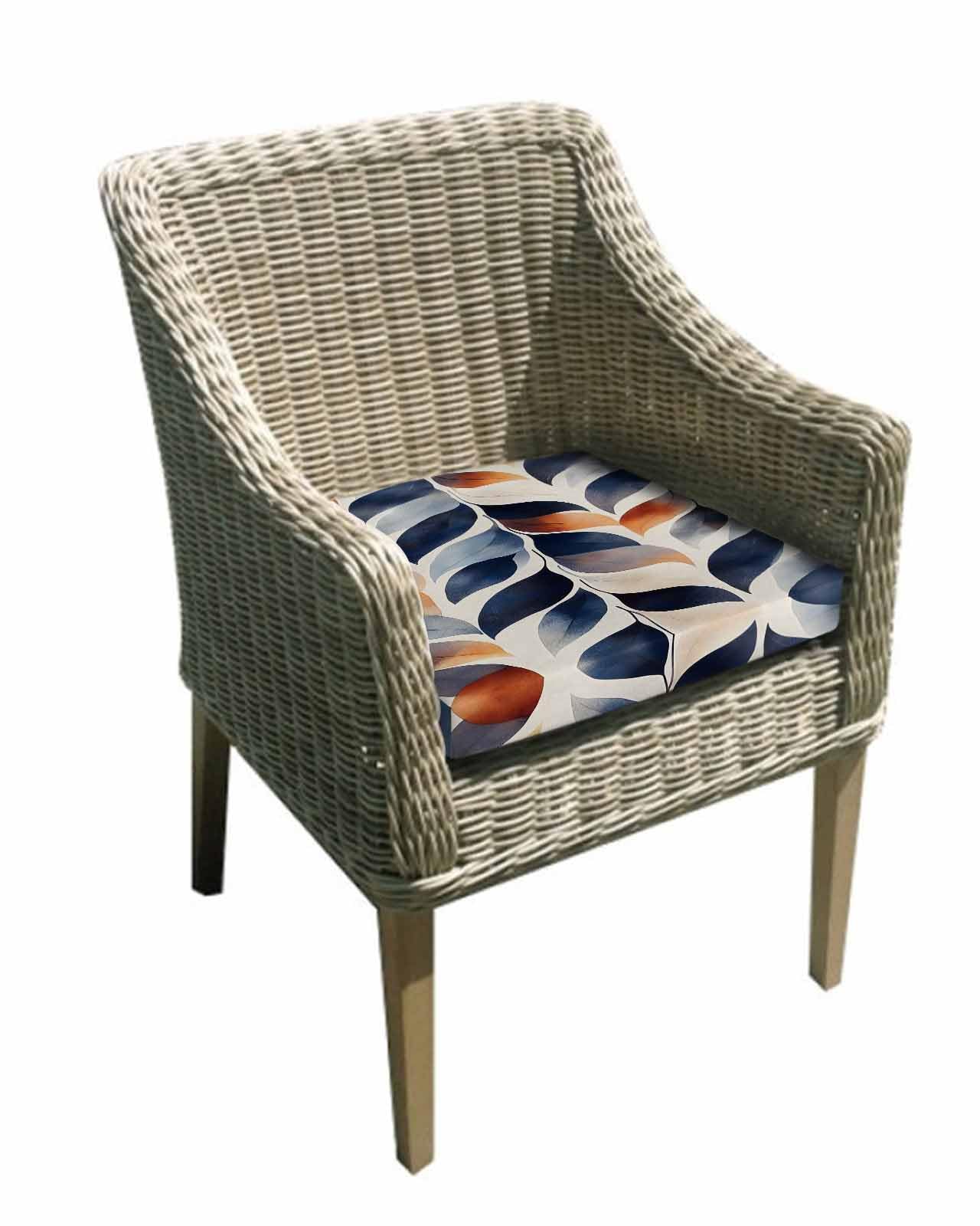 2 Pack Navy Blue Burnt Orange Botanical Waterproof Cushion Covers with Ties, Outdoor Patio Chaise Lounge Chair Seat Cushion Slip Covers Replacement(Only Cover) Vintage Palm Leaf 24