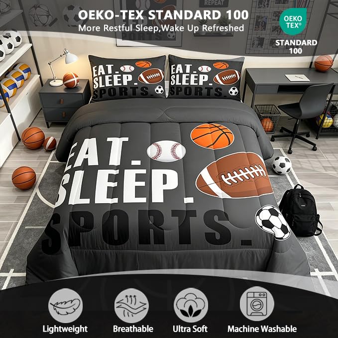 Image of Feelyou Sports Comforter Set Full Size for Kids Boys Girls