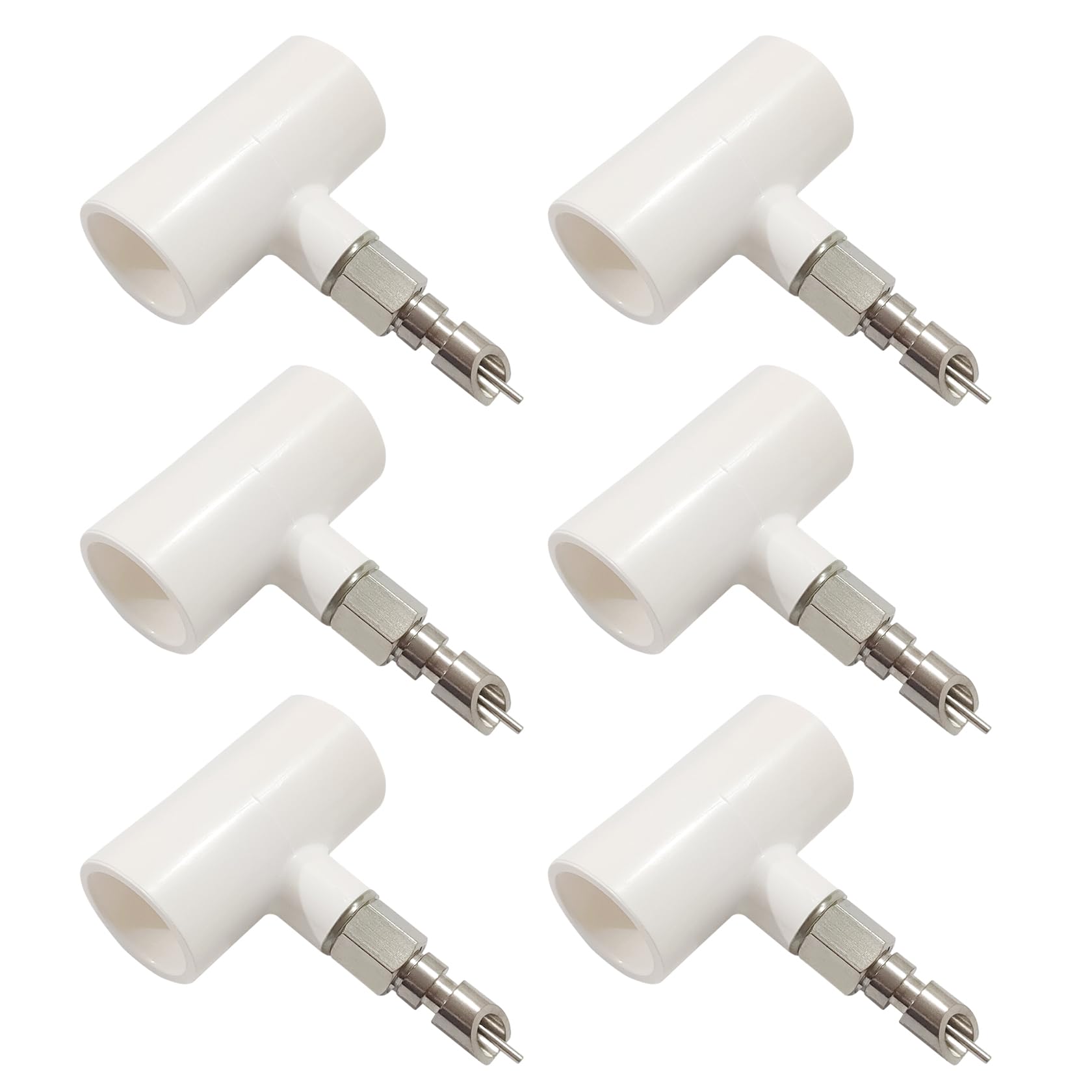 Bonchoice Stainless Steel Rabbit Water Nipples Metal Automatic Watering System with PVC Tee for Guinea Pig, Hamster, Ferrets (6Pcs)