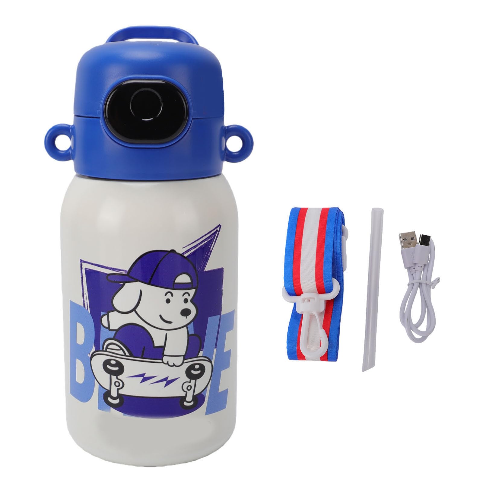 Vikye Gourde intelligente à empreinte, inox 316, sous vide 550 ml | Gobelet isotherme, paille, USB-C, 12 h de maintien, pour l’école
