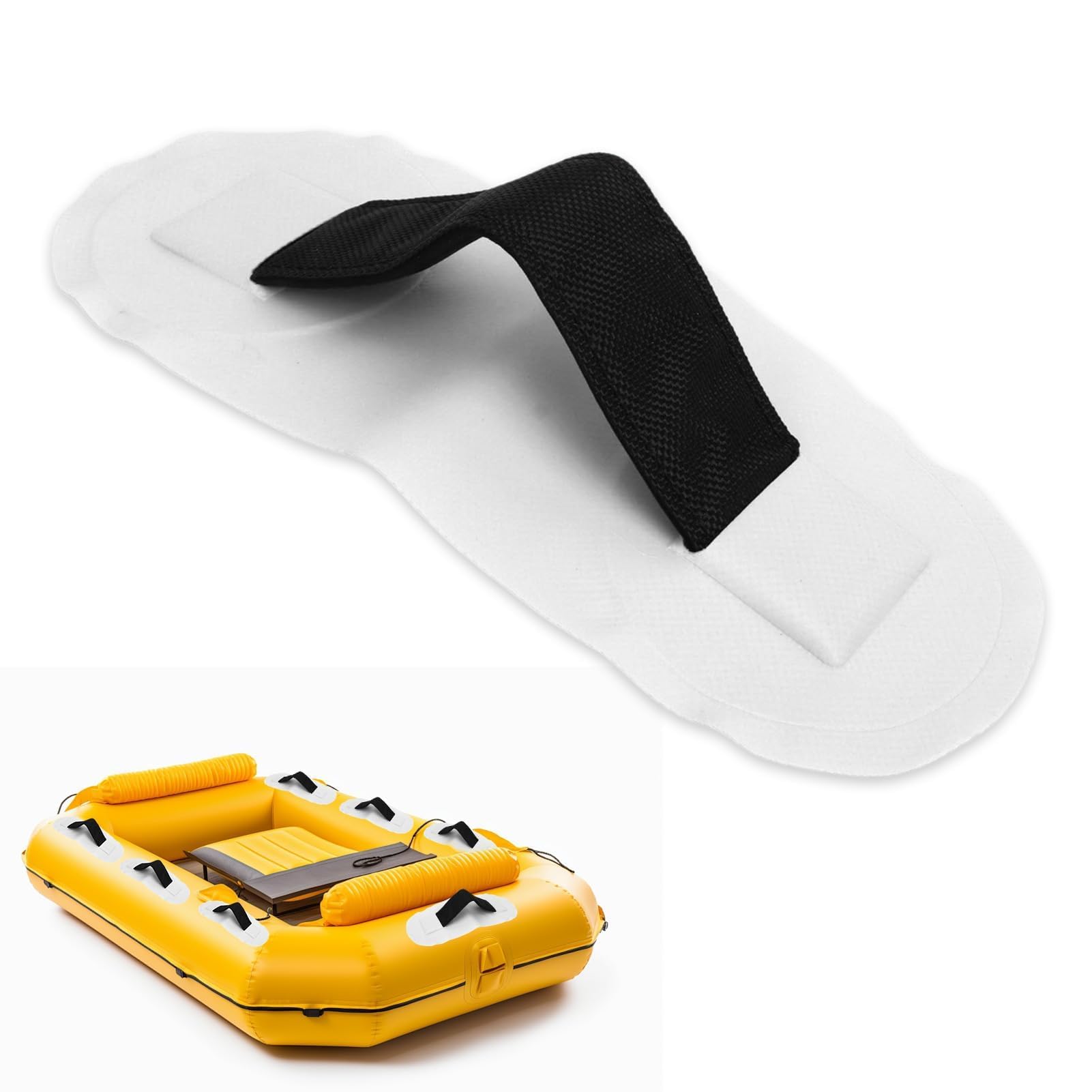 equlup Inflatable Boat Handle, 26x10cm PVC Kayak Armrest Universal Portable Glue on Grab Handrail Strap Patches Replacement for Inflatable Boat, Canoe, Kayaking, Surfboard (White)
