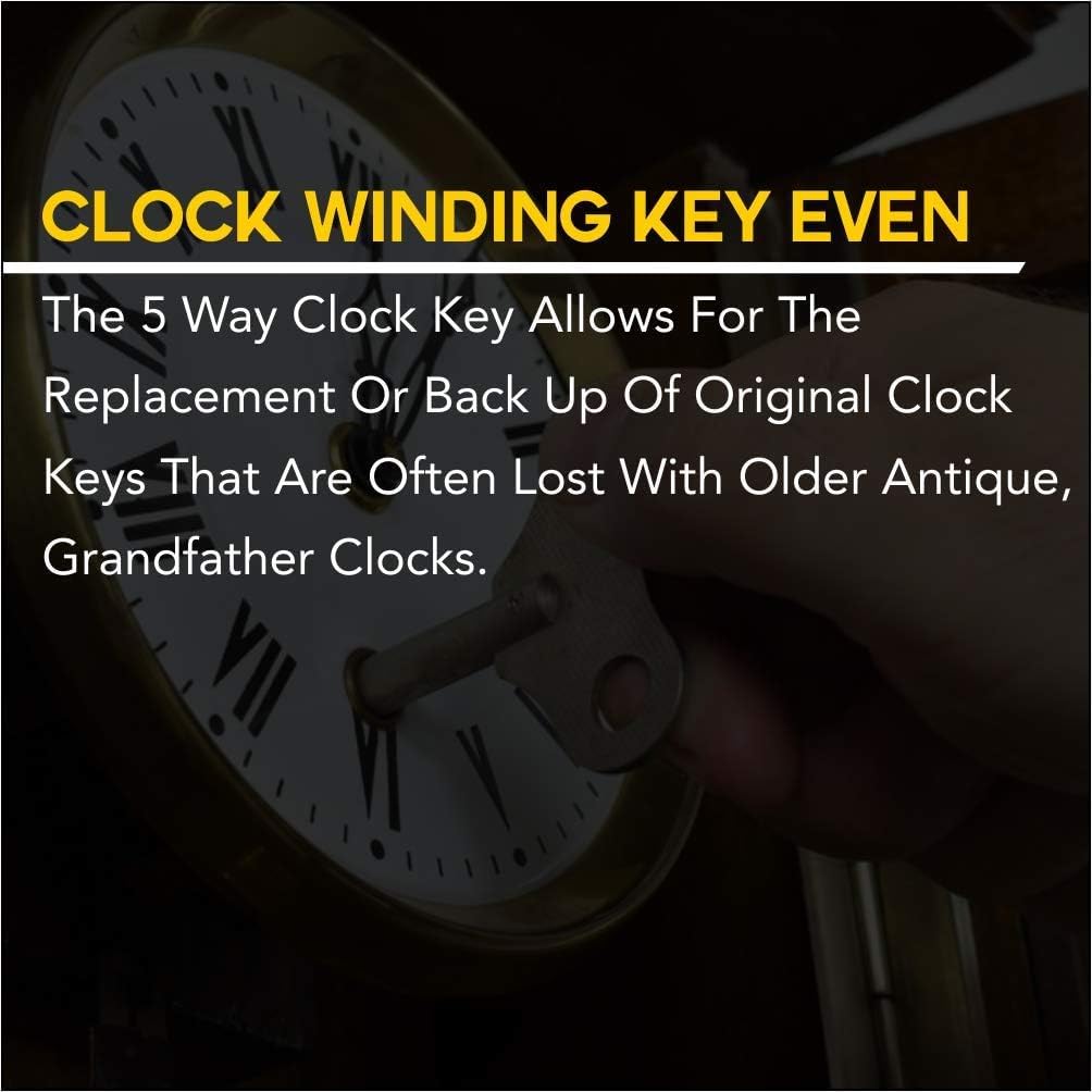 Universal Vintage Clock Winding Key 5 Prong Even Numbers 2 to 10 Brass Clock Key for Winding Clocks