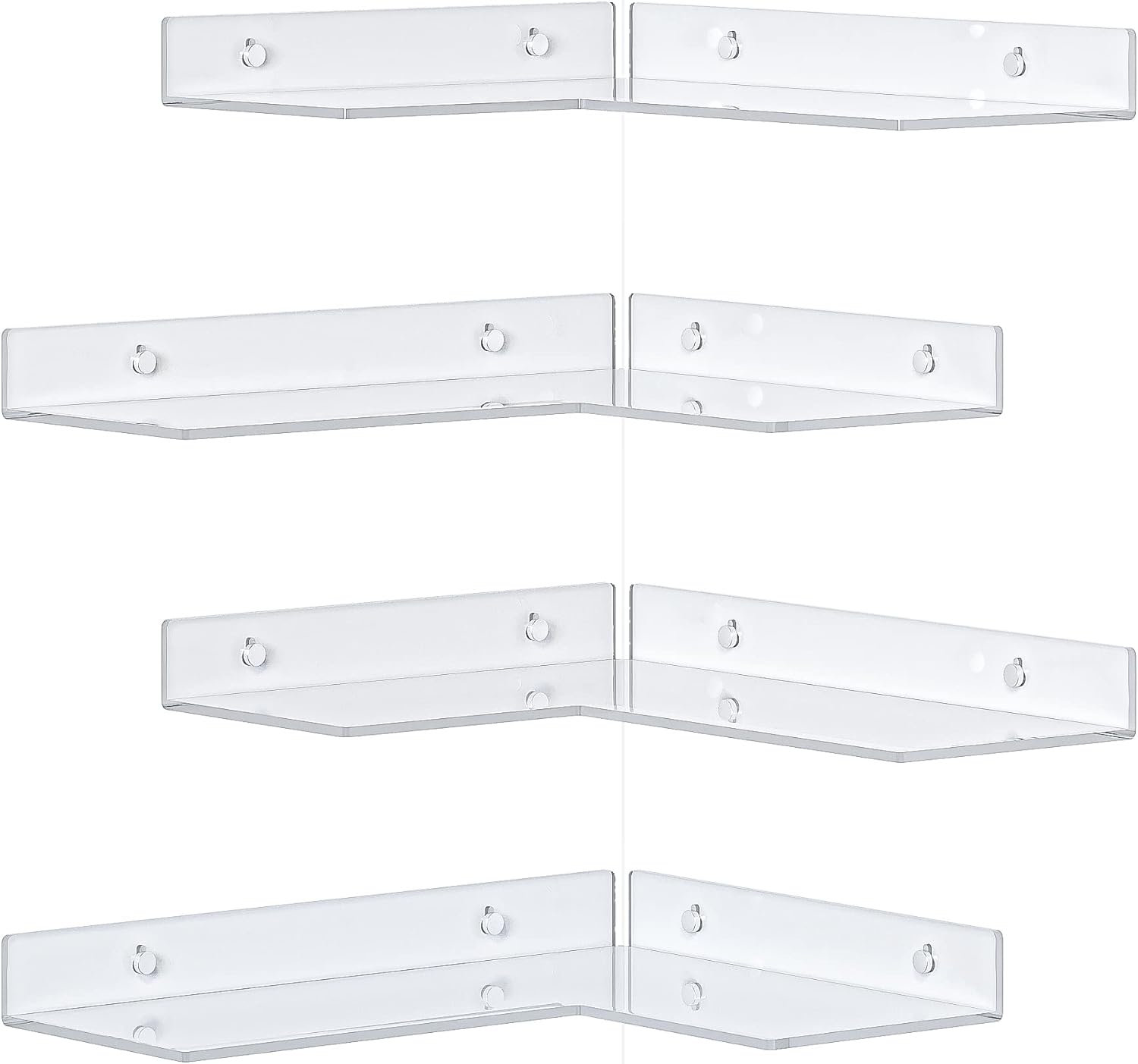 4Tier Acrylic Corner Floating Shelves Set Of 4 Clear
