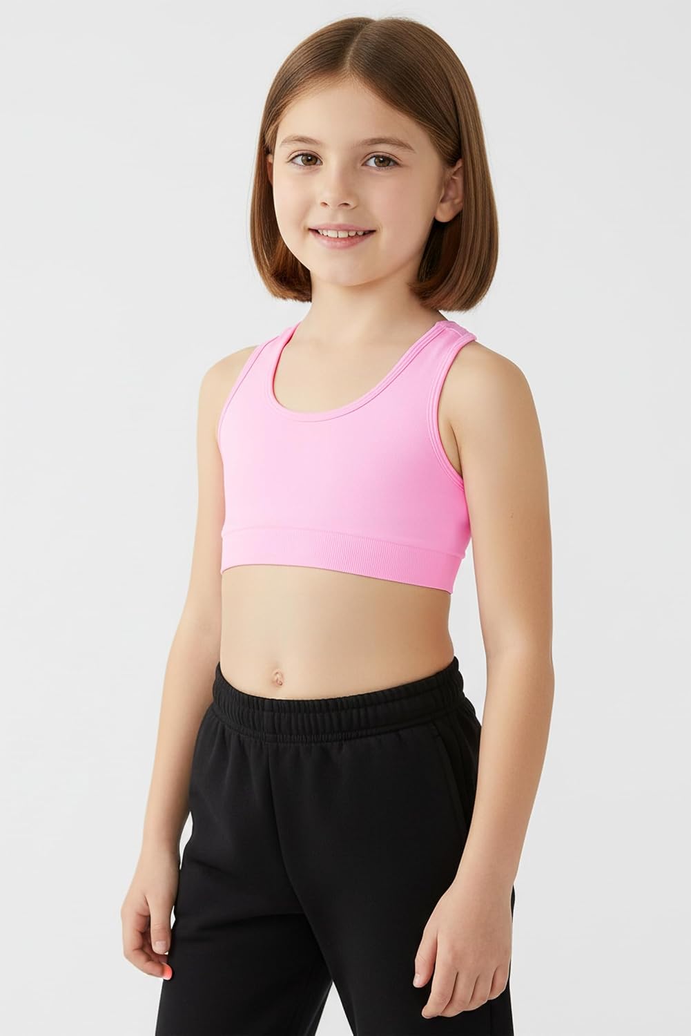 Kurve Girl’s Seamless Strappy Back Stretchy Crop Undershirt Bra, Made in USA - Image 4