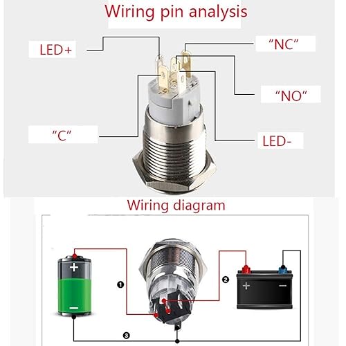 Miniatura 3 de Rayana Interruptor de luz LED de motocicleta de acero inoxidable ON-Off Montaje ajustable Interruptor impermeable Interruptor de interruptor DC12V