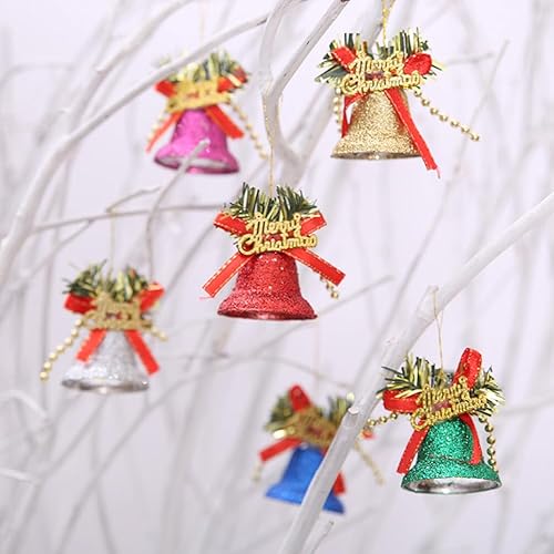 Miniatura 9 de BESTOYARD 12 colgantes de campana de árbol de Navidad, decoraciones colgantes de Navidad, suministros de fiesta de Navidad, adornos de campana de