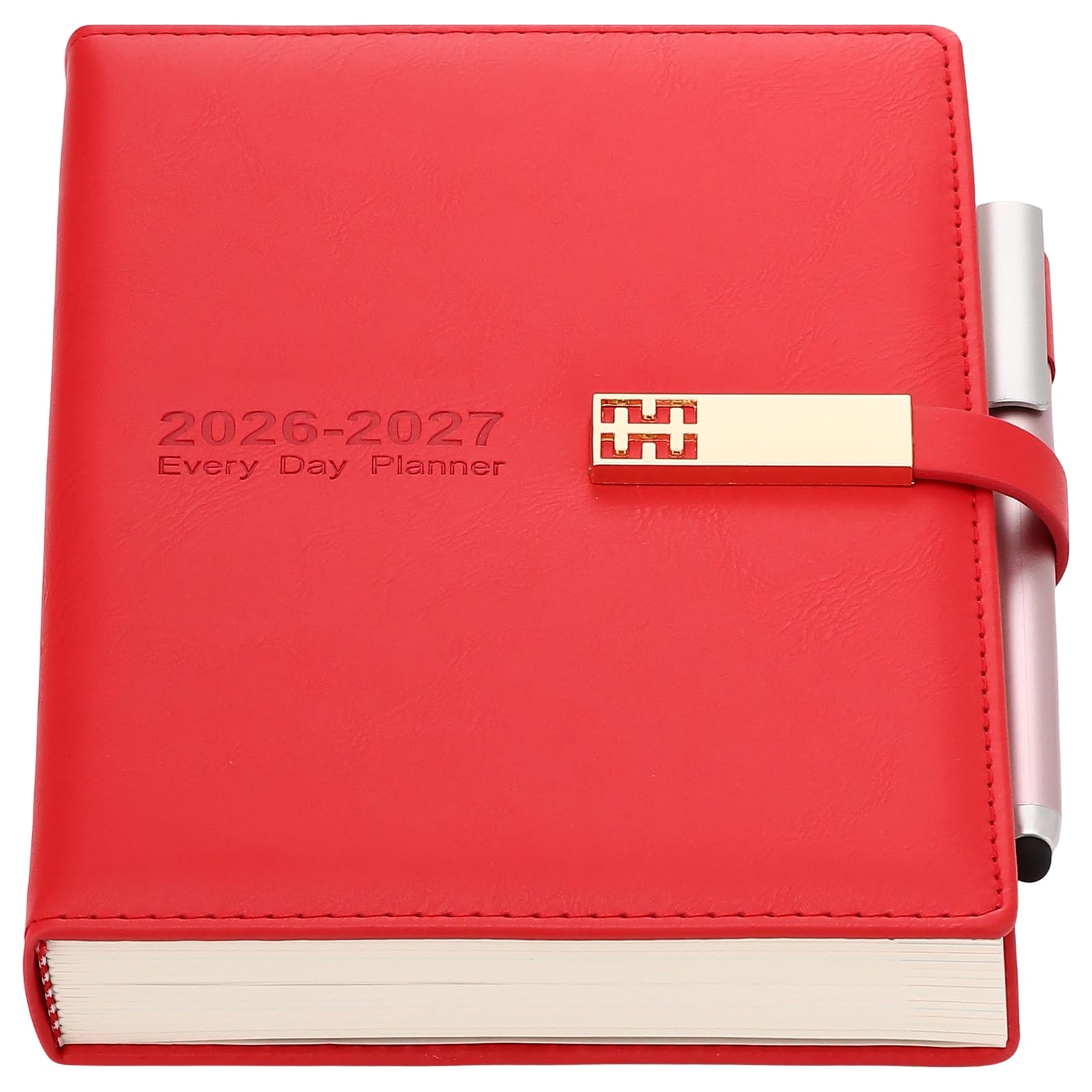 2026-2027 Dairy,Academic Diary 2026-2027 A5 Page A Day from July 2026 to June 2027,Organizer Daily Monthly Planner with Colorful Monthly Tabs,Pen,Pen Loop and Inner Pocket,Bookmarks (Red) โ image 1