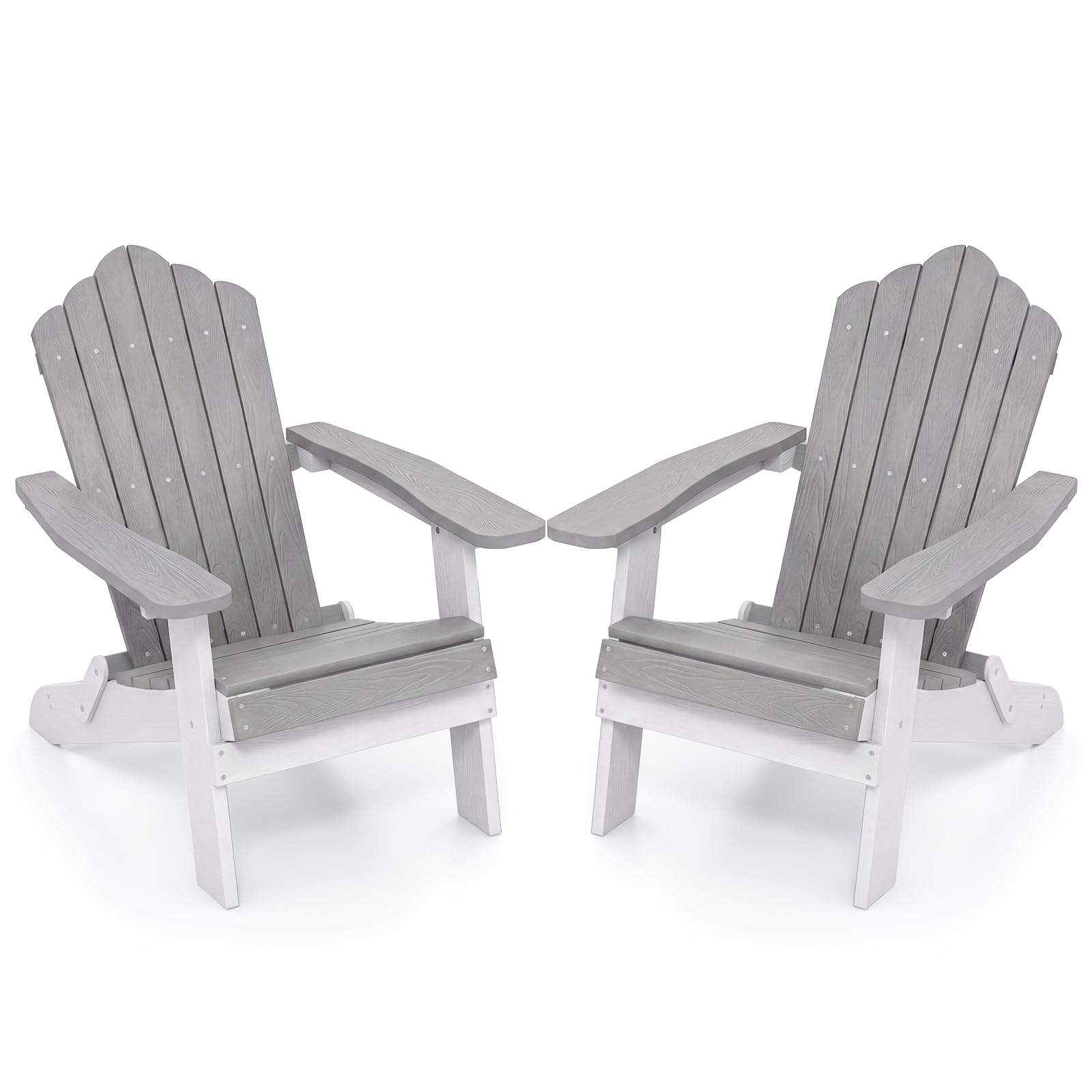 COSTWAY Adirondack krzesło składane, odporne na warunki atmosferyczne Adirondack Chair z tworzywa sztucznego, krzesło ogrodowe z wysokim oparciem i szerokimi podłokietnikami do ogrodu, nośność 180 kg