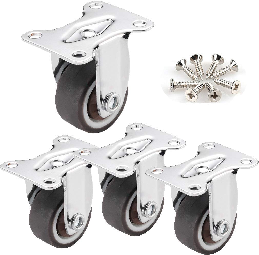 ROHCGHC furniture wheel, Heavy Duty Castor,4pcs Swivel Plate Caster Wheels,Rubber Furniture with Brakes and 360° Mounting Top,75kg(4standard,1.5in)