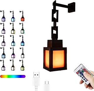 Pixelated Lantern LED Night Light, 16-Color Led Wall Mood Night Light wi...